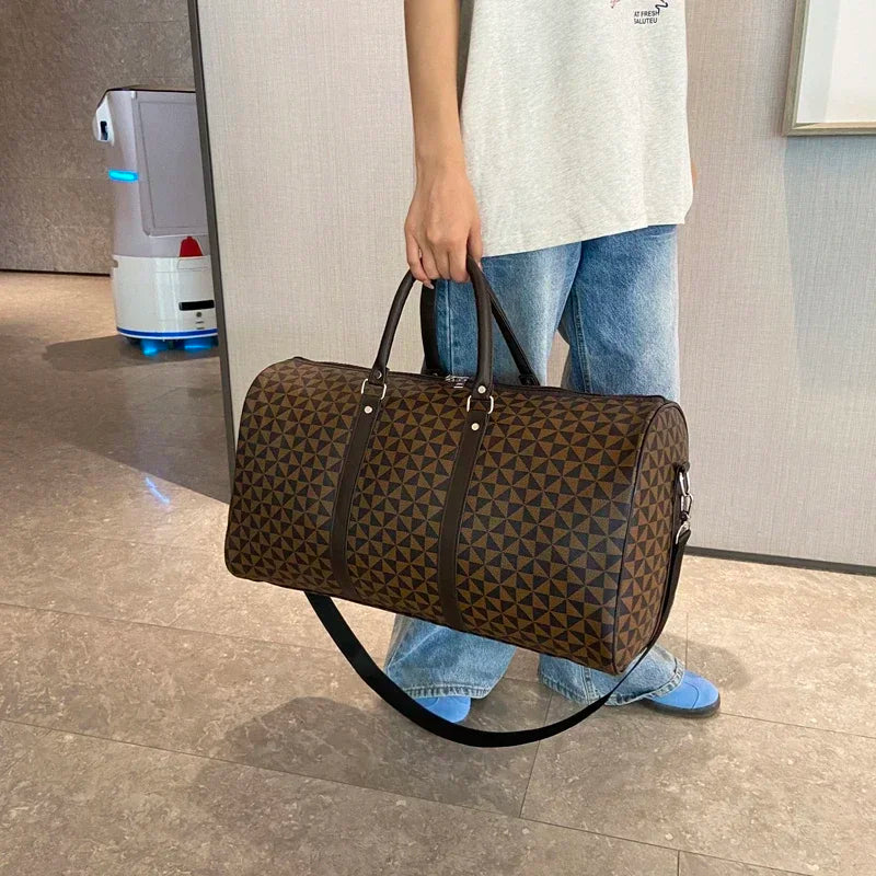 Fashion Retro Exquisite Geometric PU Large Capacity Travel Bags 2026 High Quality Classic Color Matching Shoulder Bags for Women