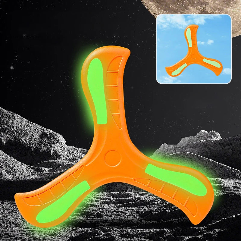 Soft EVA Luminous Boomerang Toy Three-leaf Returning Flying Disc Safe Outdoor Sports Game for Kids Adults Parent-Child Play