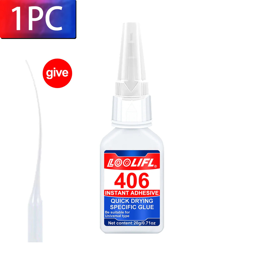 LOOLIFL 406 Glue Instant Quick Dry Cyanoacrylate Strong Adhesive Universal Fast Repairing Glue For Wood Plastic Jewelry Glue