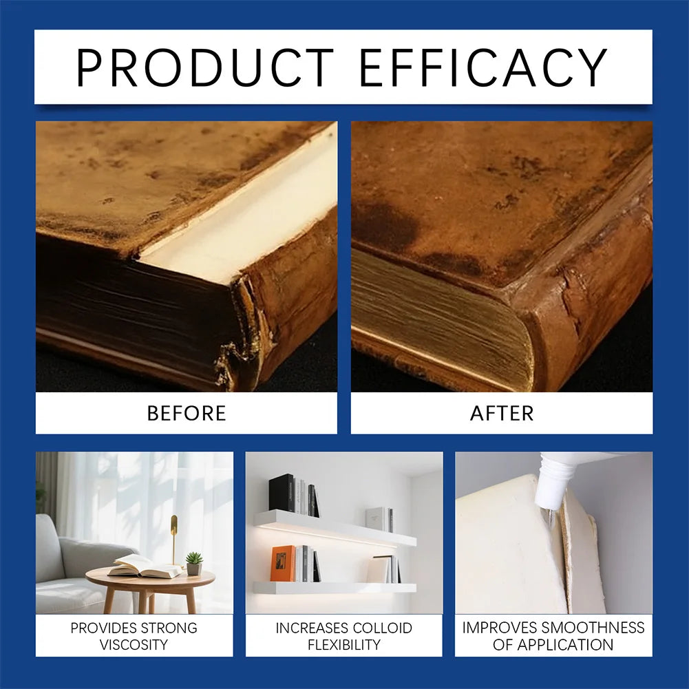 Book Repair Glue with Brush Professional Book Glue Strong Adhesive Quick-Drying Repair Glue for Envelopes Postcards Paper Craft