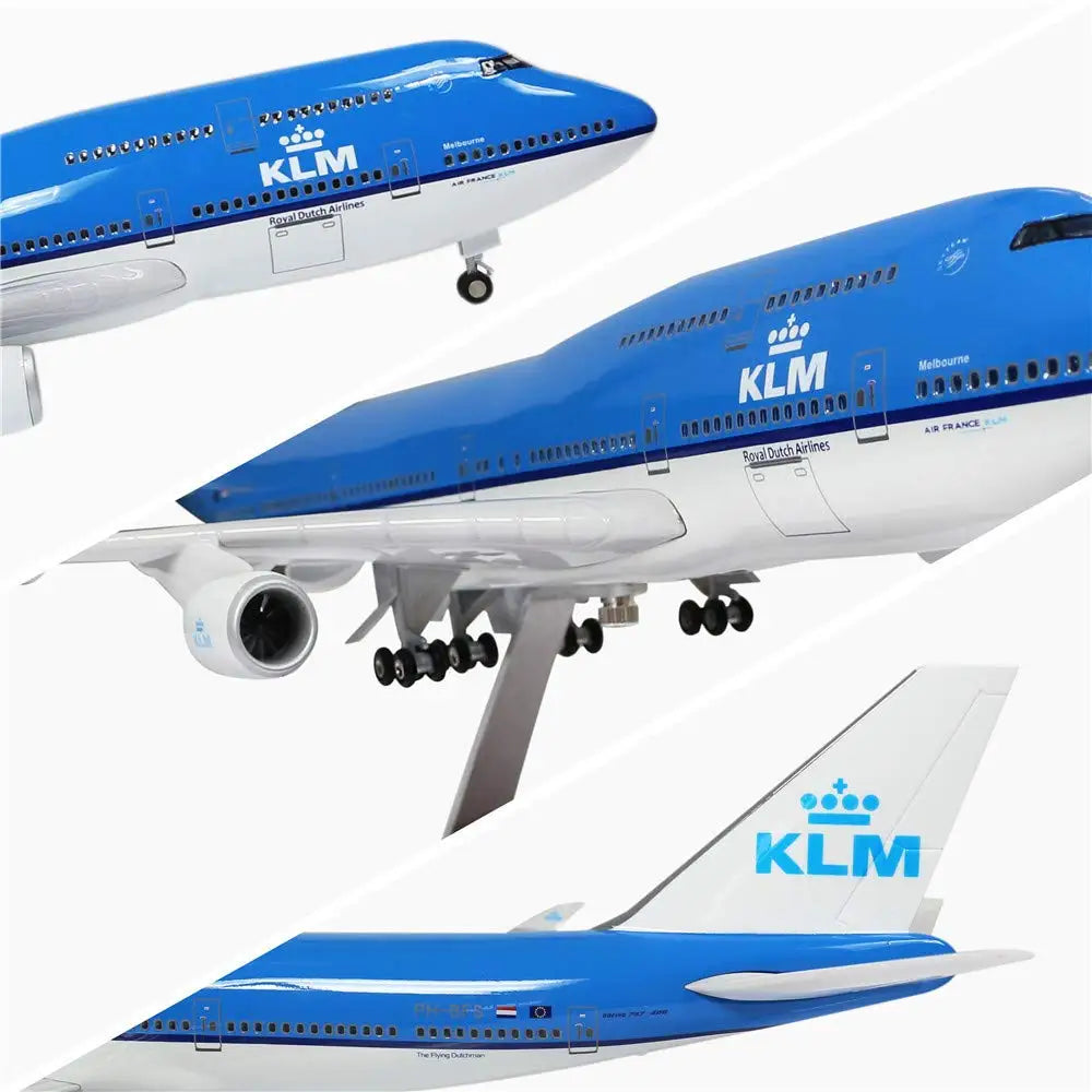747 Klm Model Toy 47cm 1:130 Scale Plane With Light &Wheels Resin Airplane Models For Collected Gift By Aviation