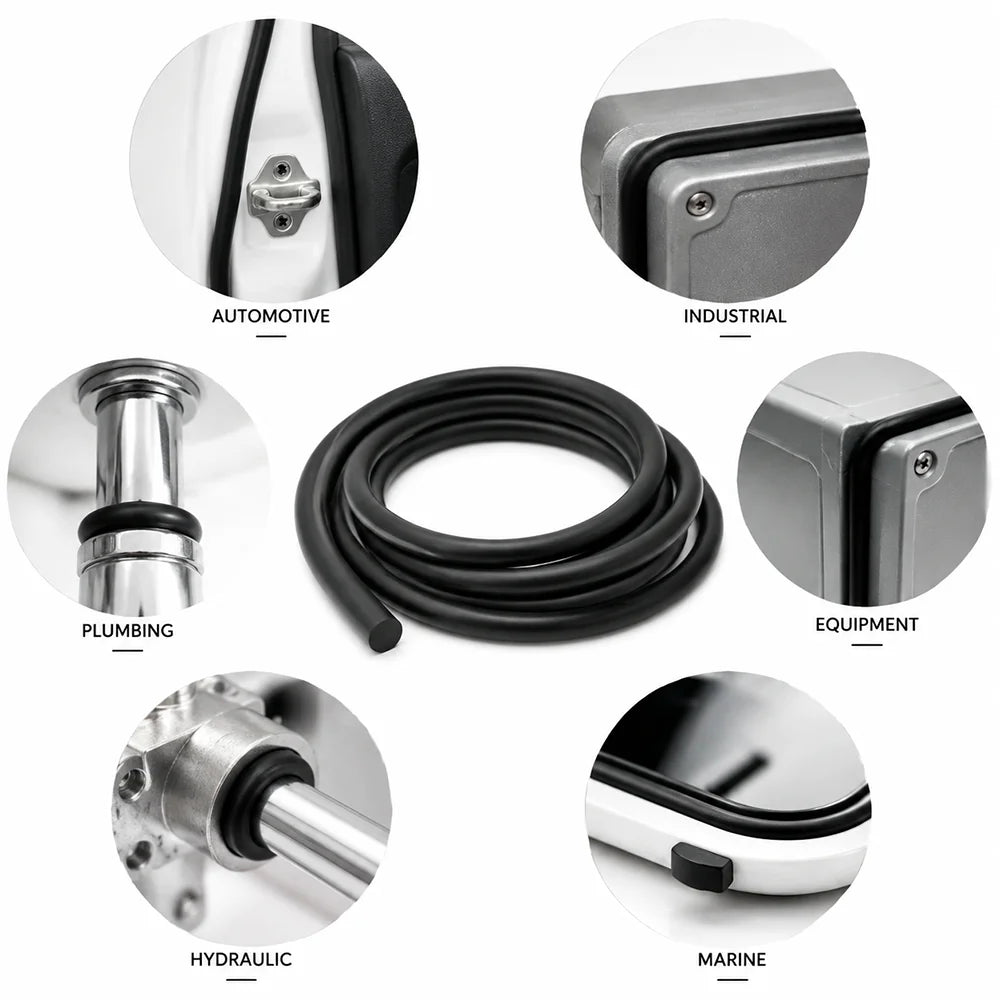 20/10/5/2M Black NBR sealing strip Dia 0.8mm~10mm Acid alkali/oil/wear/oil pump pipeline special sealing tape