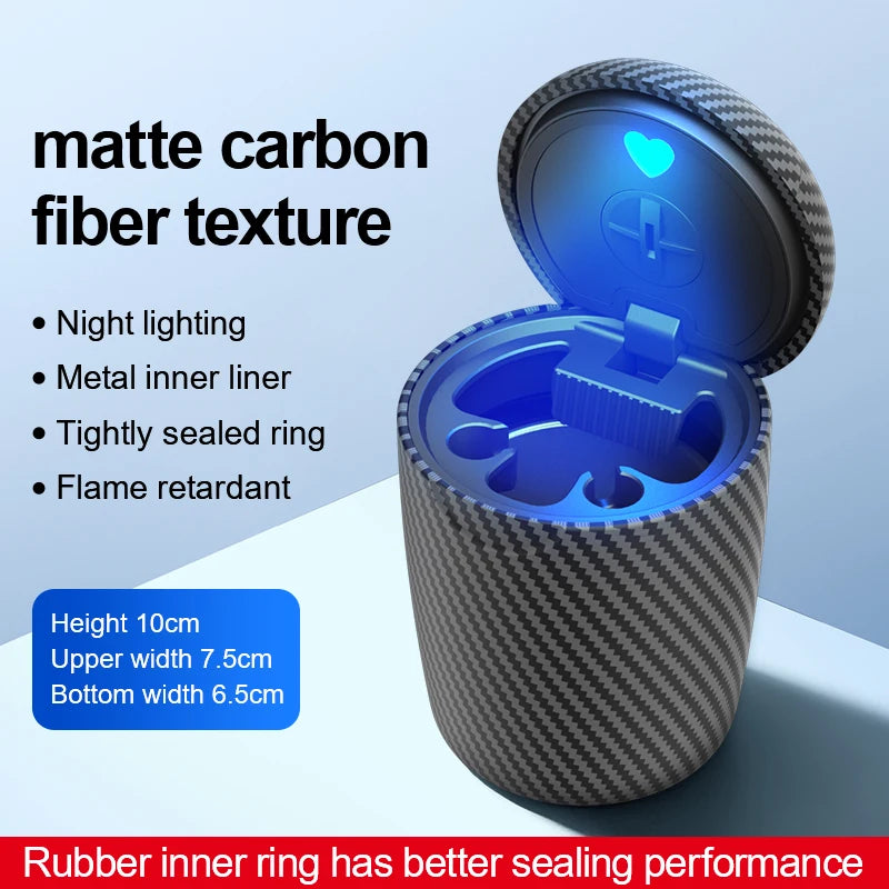 Car ashtray, universal one click open lid, personalized LED ambient light, ashtray, car smoke prevention and extinguishing box