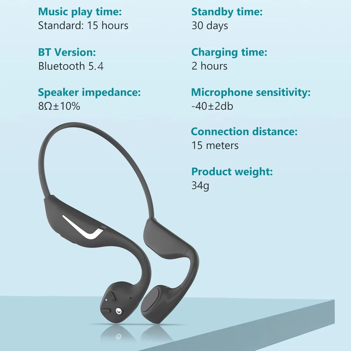 PARAMITA Bone Conduction Wireless Bluetooth Headset BT5.4 Dual Battery Super Long Battery Life Waterproof Sports Running Cycling