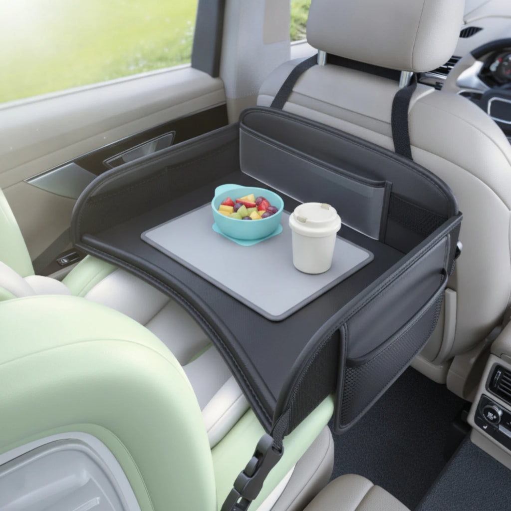 Car Back-Seat Tray Table Child-Friendly-Friendly in-Vehicle Activity Tray with Mesh Pockets Easy to Install Non-Slip