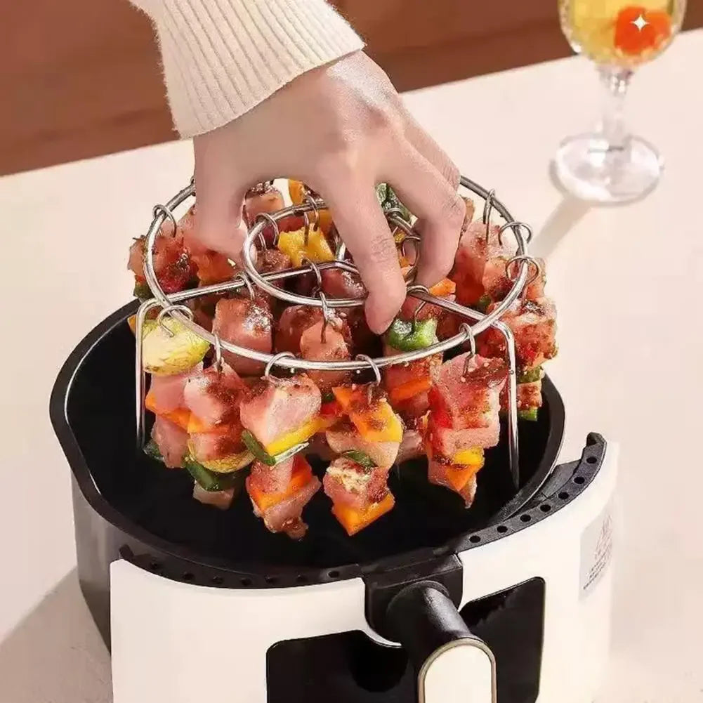 BBQ Sticks 24 Air Fryers Hanging Grills Food Grade Stainless Steel Fittings Vertical Double Hanging Grills Home Kebabs