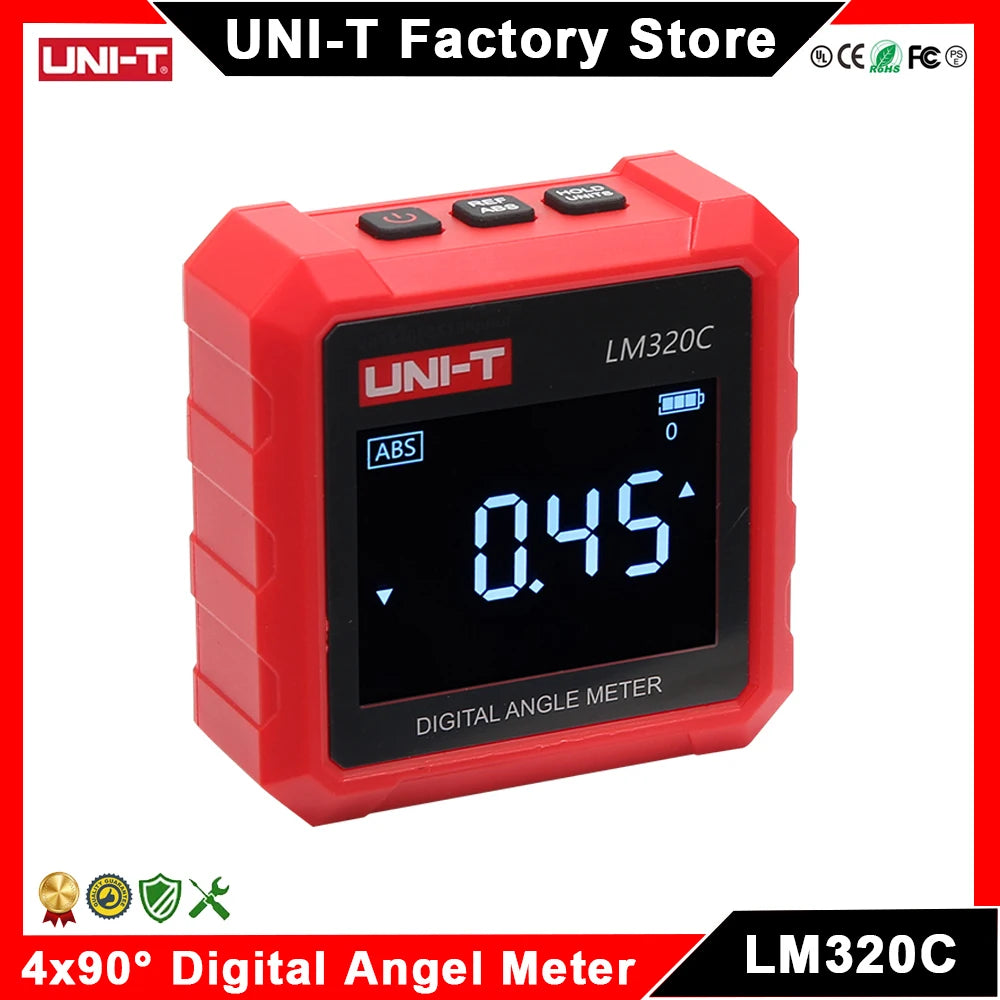 UNI-T LM320C Magnetic Inclinometer Digital Angle Meter Professional Electronic Goniometer with Absolute & Relative Measurement