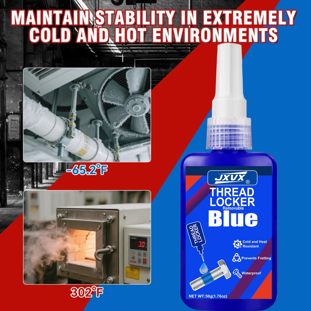 50ml Thread Locking Agent, Medium Strength Blue Anaerobic Adhesive for Fixing Screws and Nuts, Anti-Loosening, Anti-Corrosion, Oil Resistant, Blue Loctite