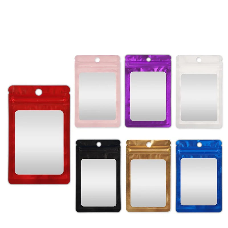 100 Colorful Aluminum Foil Ziplock Bags for Jewelry Storage, Matte Bags, Sealed Gift Packaging Bags, Printed Logo