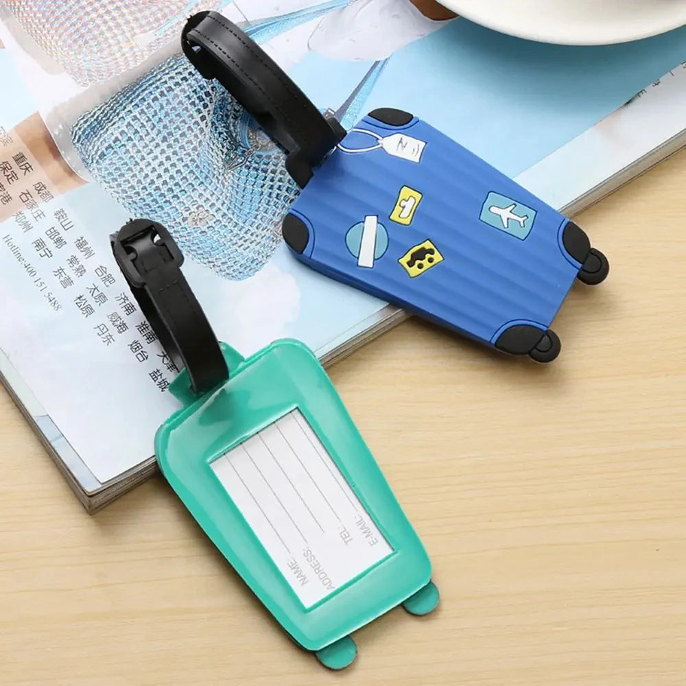 Business Trip Kawaii Identifiers Tag Label Backpack Handbag Silicone Luggage Tag Baggage Suitcase Name ID Tags with Strap