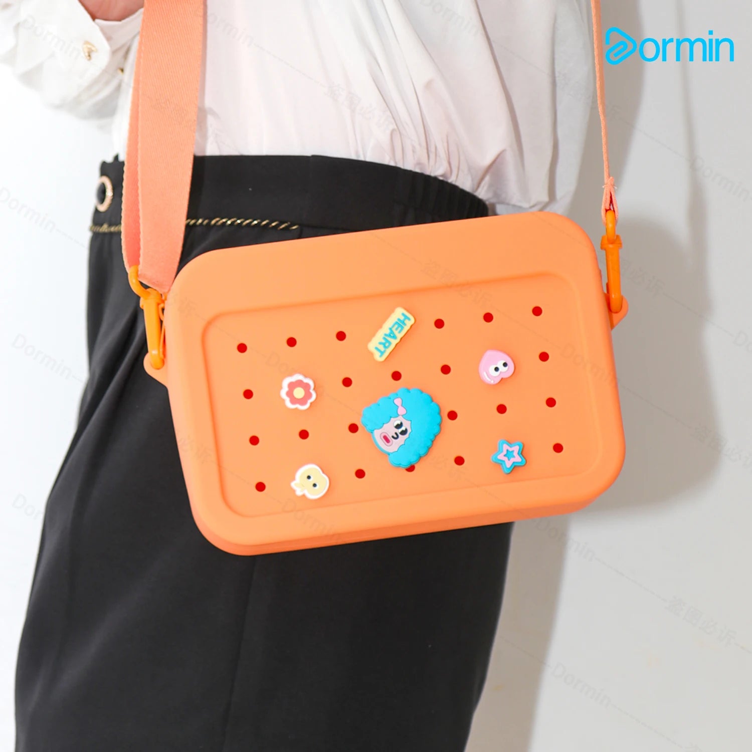 Silicone Messenger Bag Large Capacity DIY Lightweight Versatile Outdoor Leisure Shoulder Bag for Phone Keys Switch iPad Mini