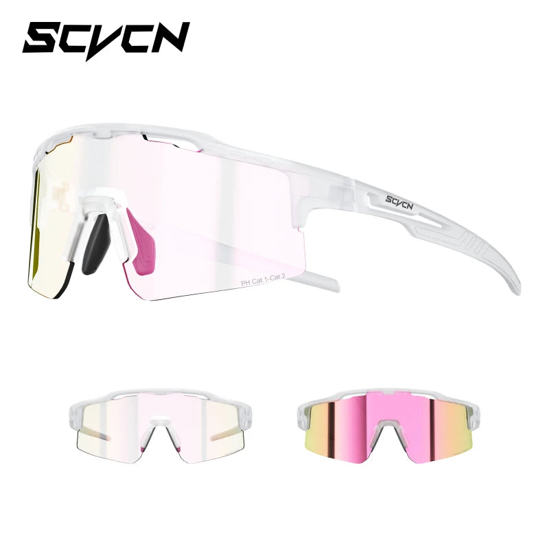SCVCN Photochromic Cycling Glasses Women Sunglasses for Men Hiking Eyewear Sports MTB Mountain Goggles Bicycle Road Bike 2026