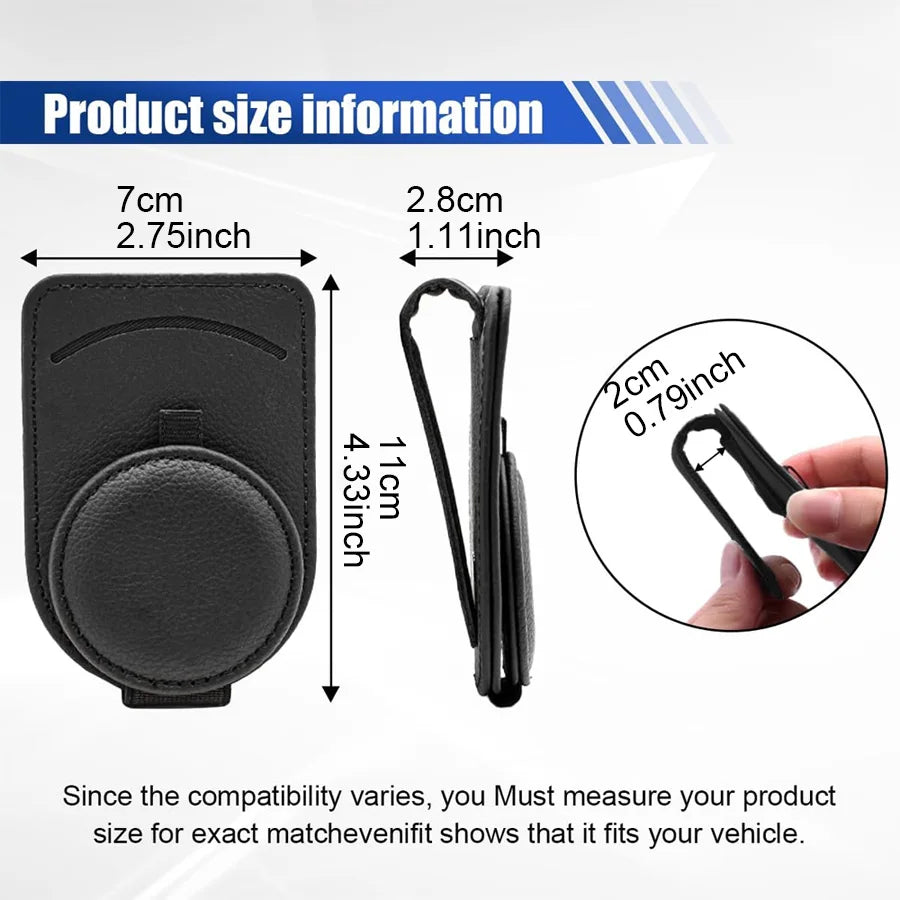 PU Leather Glasses and Card Holders in Car Magnetic Sunglass Frame Eyeglass Hanger Clip for Car Sun Visor Car Glasses Frame