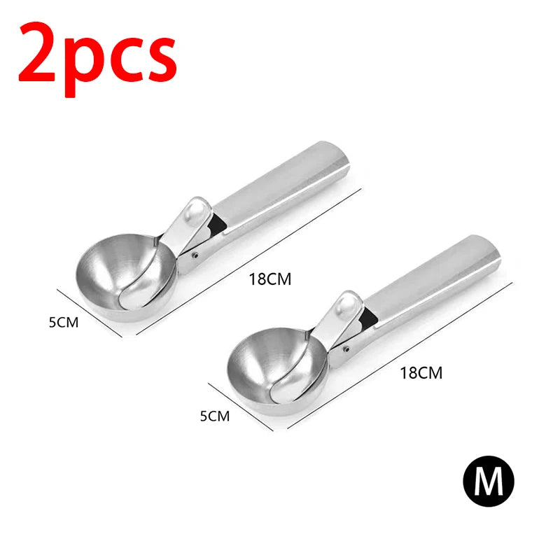 Stainless Steel Ice Cream Spoon Multifunctional Spoon for Ice Cream Dual-Purpose Scoop Fruit Watermelon Spoon Ball Scoop BJL001