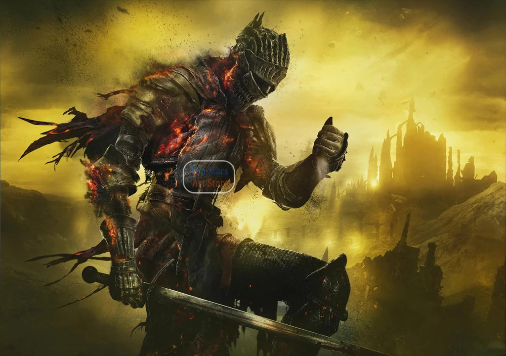 Dark Souls Fantasy Art Video Game Warrior Knight Dark Souls 3 Gaming Poster Canvas Painting Wall Pictures Home Gaming Room Decor