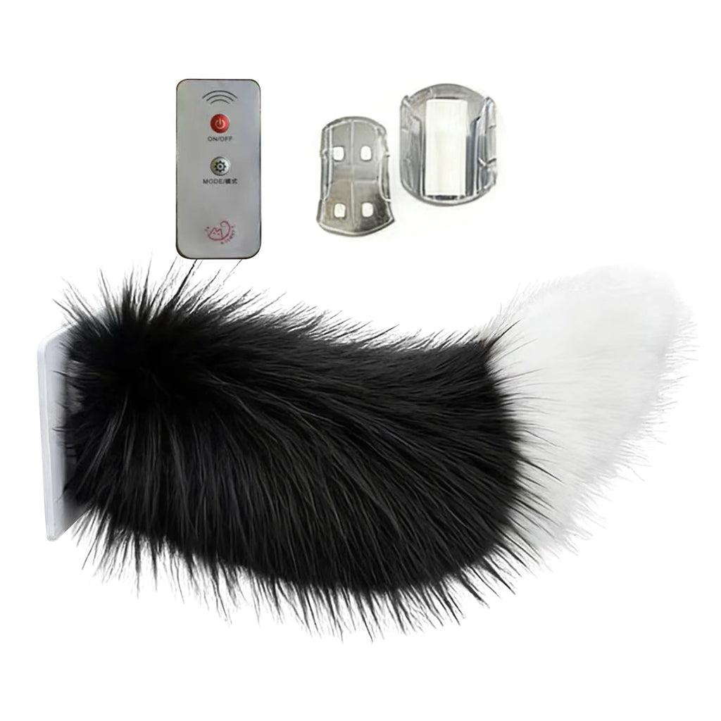 Remote Control Electric Wagging Fox Tail for Scooter Plush Faux Fur Car Rear Decoration Moving Animal Tail Accessory