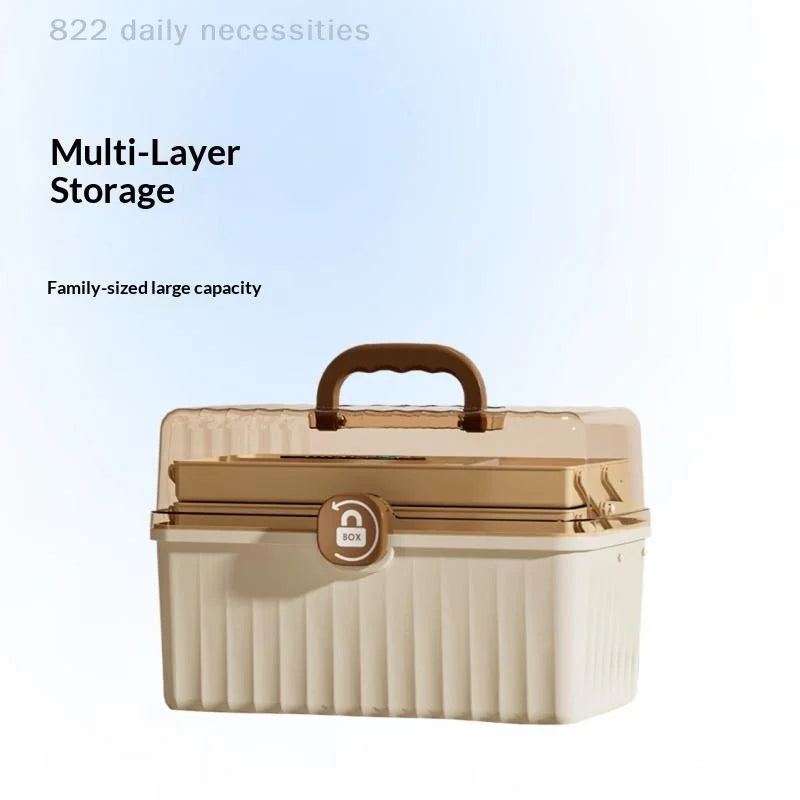convenient1PC 3 Tier Foldable Medicine Organizer With Multiple Compartments Perfect For Home Daily Medication First Aid Storage