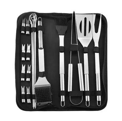 Cooking Oven Set Barbecue Grill Set for Men Women Gift Stainless Steel BBQ Grilling Combination Tools Portable Cloth Bag