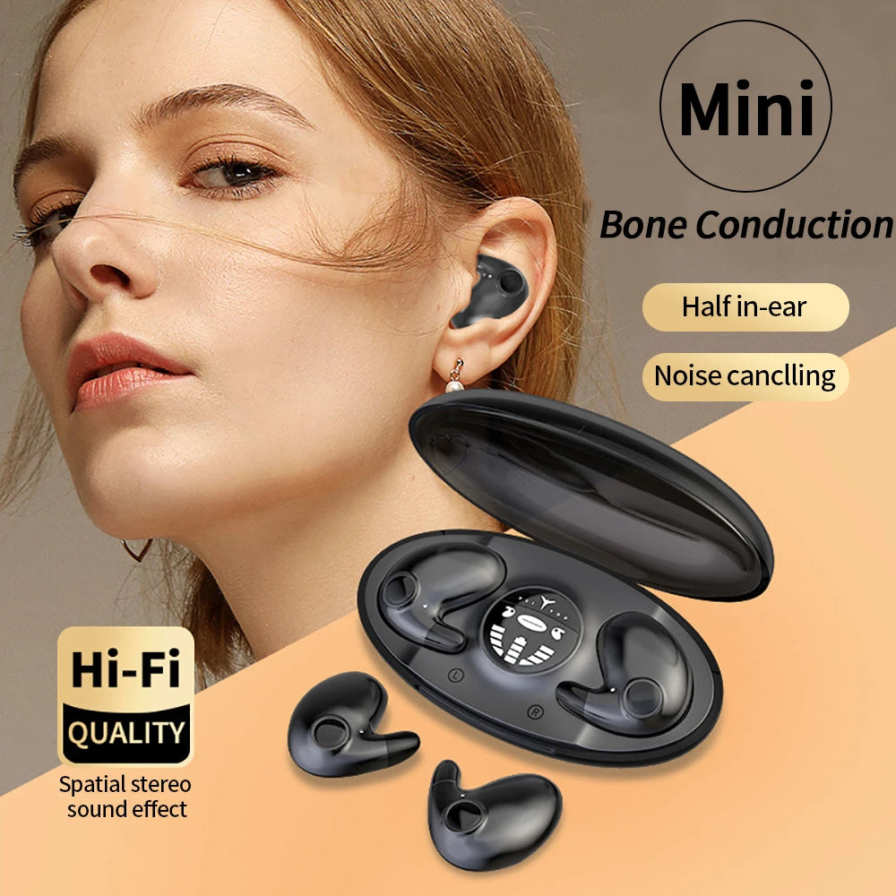 Dual Stereo Sleep Headphones Mini In-Ear Noise Cancelling Headphones Bone Conduction Wireless Bluetooth Headphones