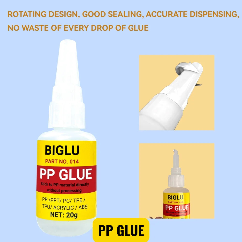 20g Instant Polypropylene (PP) Adhesive Without Any Special Processing Quick Dry Directly Bonds Plastic PPT PC ABS PVC TPE TPU
