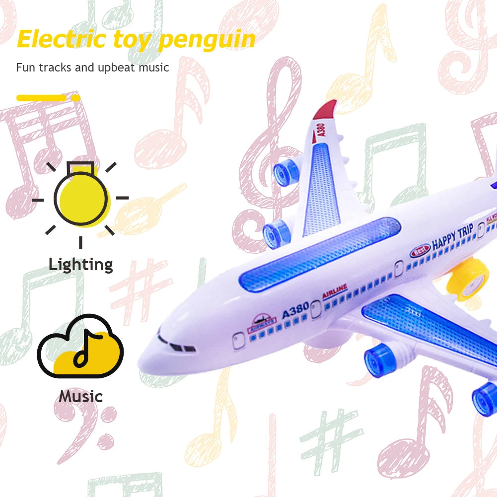 Universal Moving Gears Plane Toy with Light Sound Effect Toy Aircraft Boys Girls Birthday Christmas Gift for Kids