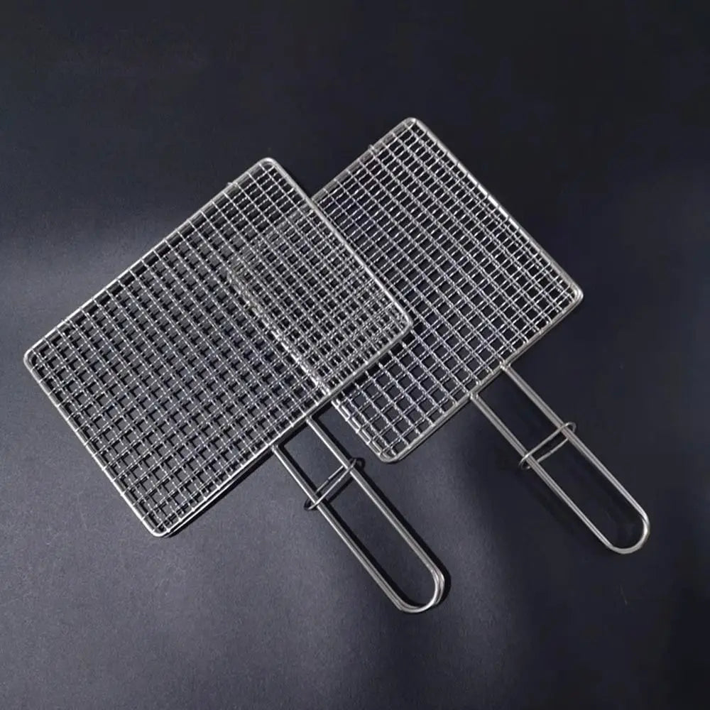 Durable Stainless Steel Fish Grilling Rack Double-sided Square BBQ Grill Thickened High Temperature Resistant Meat Grilling Rack