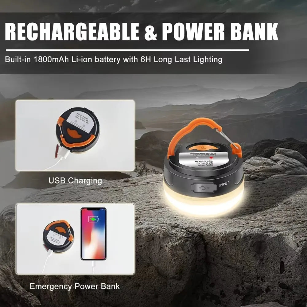 10W 1800MAH COB+LED Camping Lantern USB Rechargeable High Power Portable Tents Lamp Outdoor Hiking Night Fishing Hanging Lamp