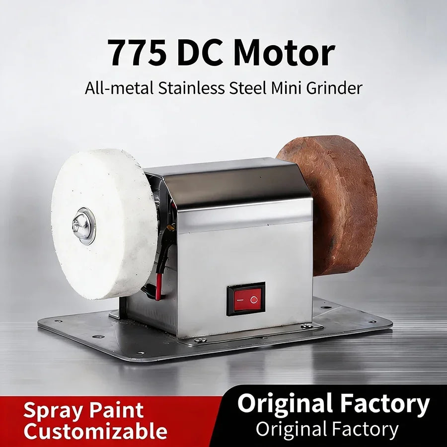 Mini Electric Bench Grinder Sharpener, Stainless Steel Body, Coarse & Fine Wheel, Multi-Function Tool Grinding Machine