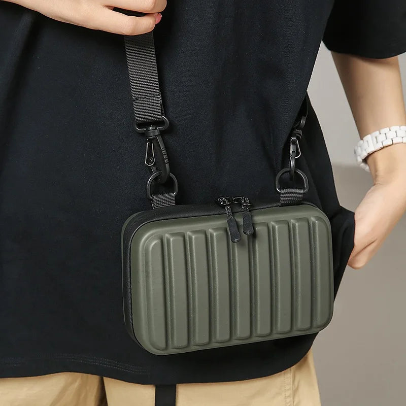 Unisex Leisure Shoulder Bag Army Green PVC Solid Color Crossbody Bag for Women 2025 Mini Box Handbag Purse Casual Sling Bag