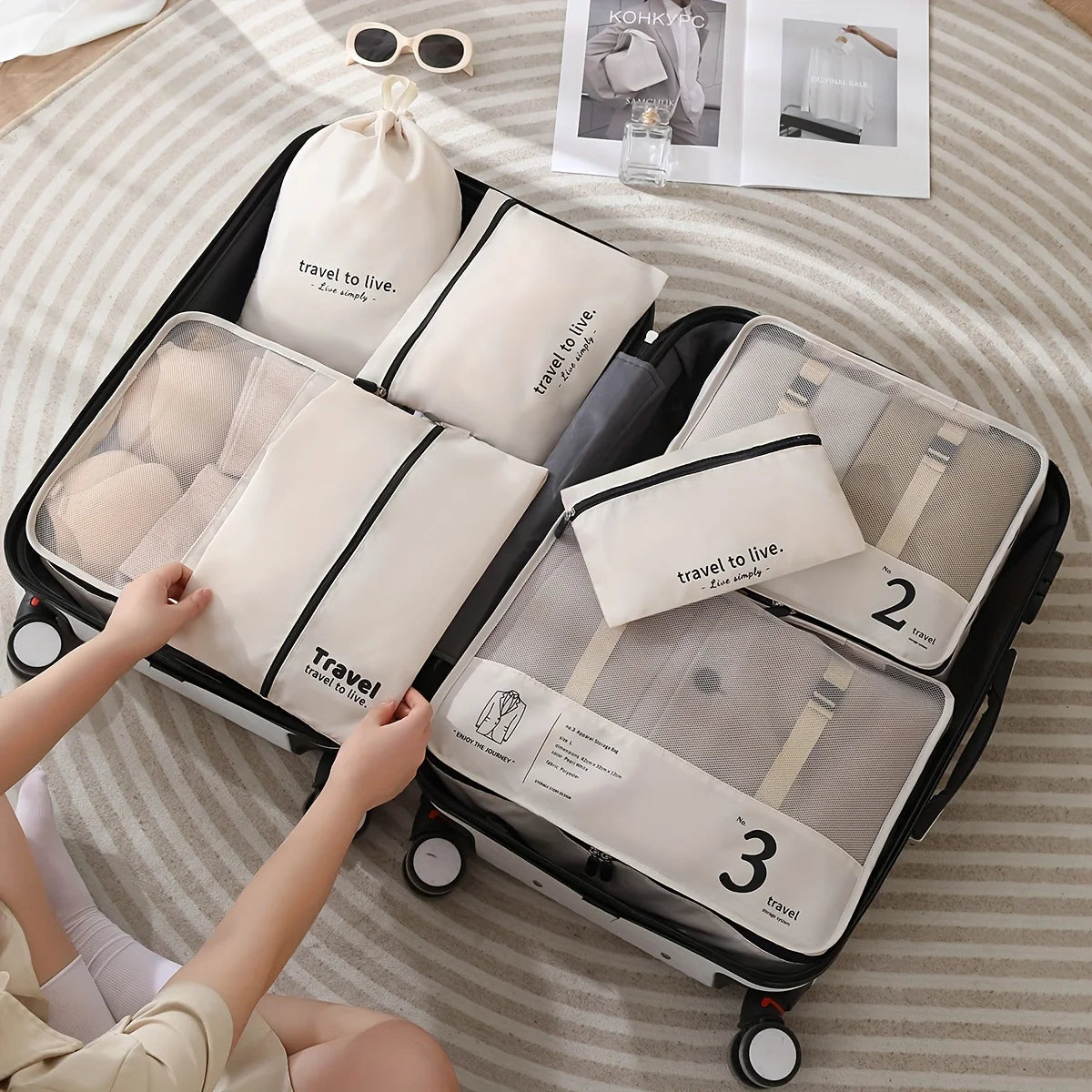 New luggage sorting bag 10 piece portable travel storage bag luggage clothing classification sorting storage bag