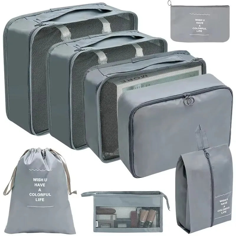 7/8/9/10/11 Pcs Set Travel Organizer Storage Bags Suitcase Packing Cubes Set Cases Portable Luggage Clothes Shoe Tidy Pouch