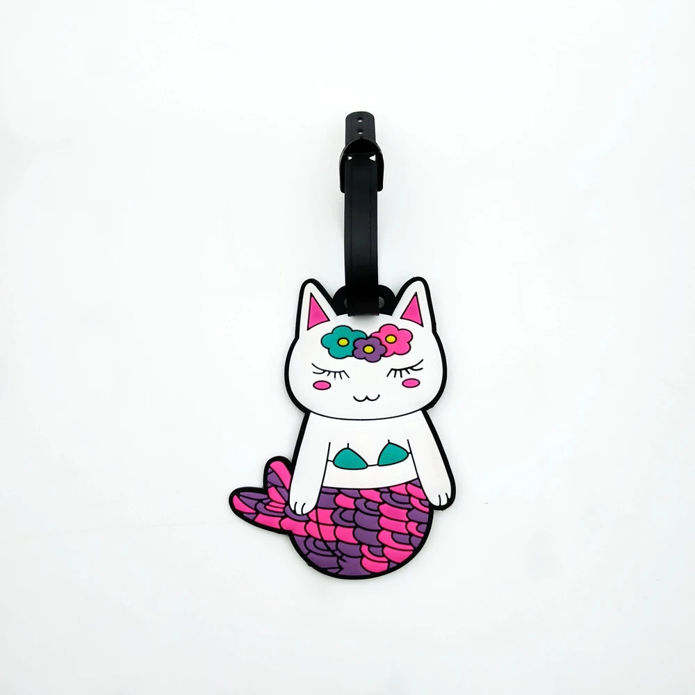 1PC/2PCS Cute Kitten Mermaid Luggage Tag Pendant for Travel and Business Trip, Airplane Factory Luggage Bag Loss Prevention Tag,