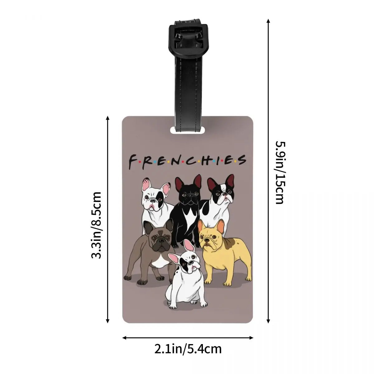 Funny Frenchies French Bulldog Luggage Tag for Suitcases Fashion Dog Animal Baggage Tags Privacy Cover Name ID Card
