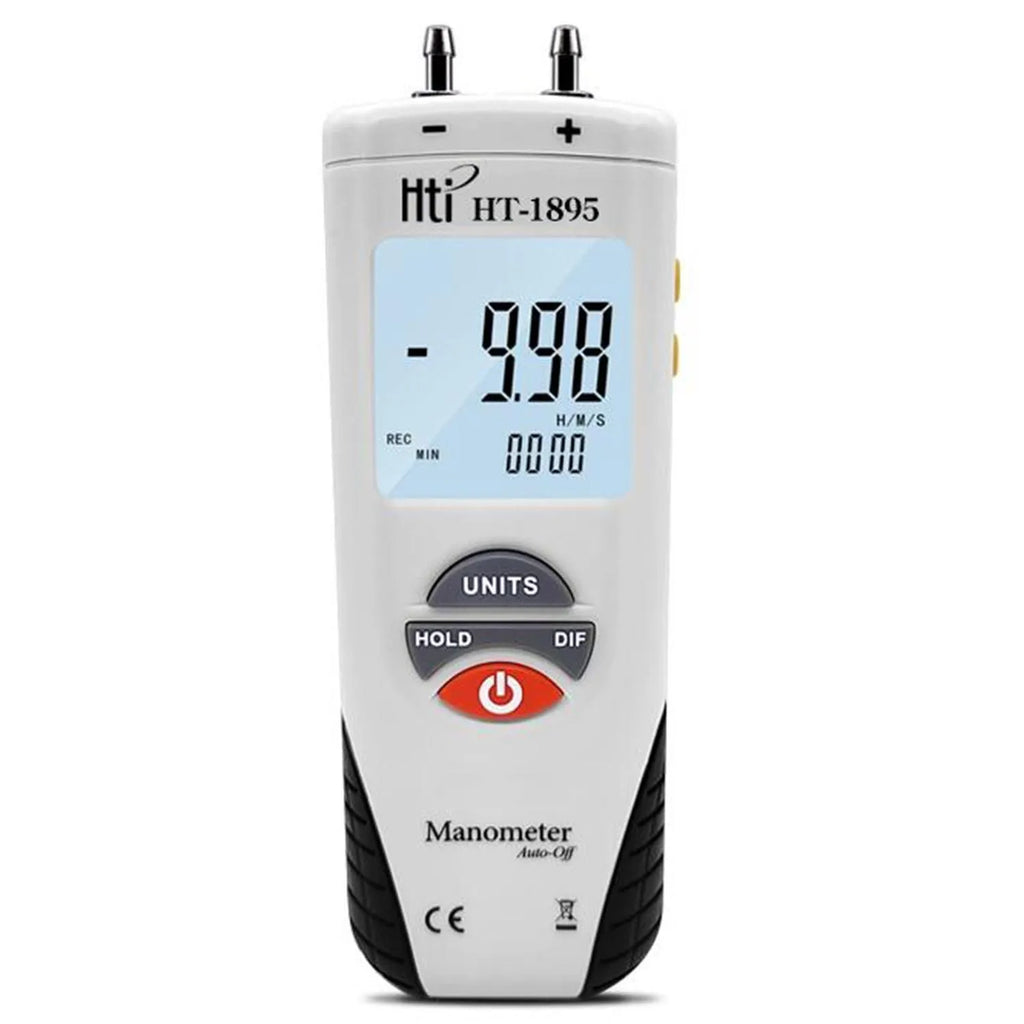 HTI HT-1895 Handheld Proable Digital Manometer Air Pressure Meter Differential Pressure Gauge Gas Pressue Tester LCD Display