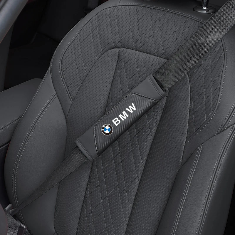 2Pcs Car Leather Seat Belt Shoulder Cushion Protective Cover Auto Tissue Box For BMW X1 X2 X3 X5 X4 X6 X7 iX3 F20 F10 F07 E