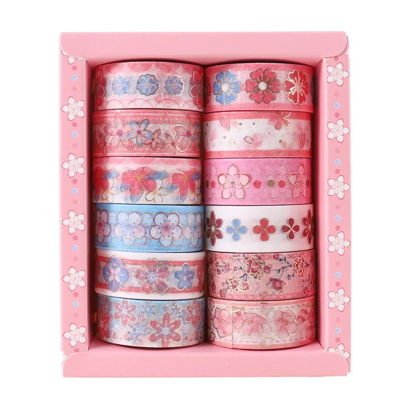 12Pcs/Set Japanese Style Washi Tapes Masking Tape Washi Stickers Scrapbooking Adhesive DIY Decorative Stationery School Supplies
