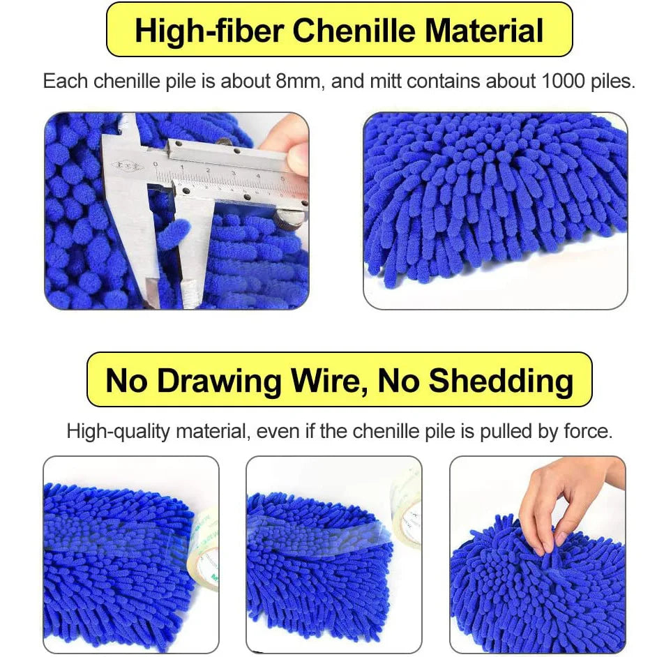 Car Wash Gloves Thickened Double-sided Chenille Glove Plush Rags Car Supplies Cleaning Tools Auto Acessories Car Detailing