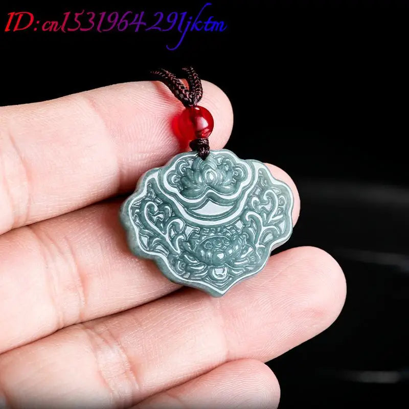 Burmese Jadeite Lotus Pendant Necklace Fashion Accessories Carved Amulet Burmese Jade Natural Gemstone Real Jewelry Talismans