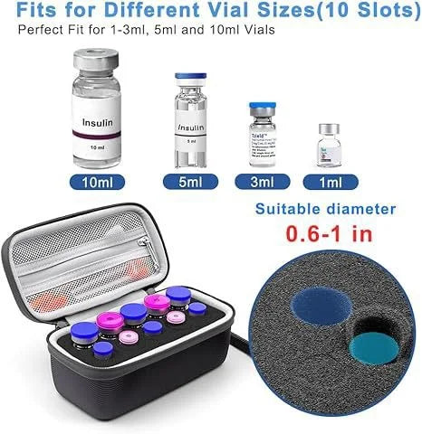 10/15/30 Slots Insulin Vial Storage Case 1-10ml Vial Storage Box Ampoule Holder Storage Bag Peptide Organizer Case