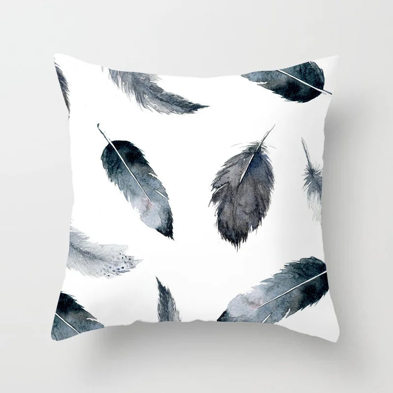 Black And White Geometric Portrait Double-sided Printed pillow cover Short plush Suitable living rooms sofas throw cushion cover