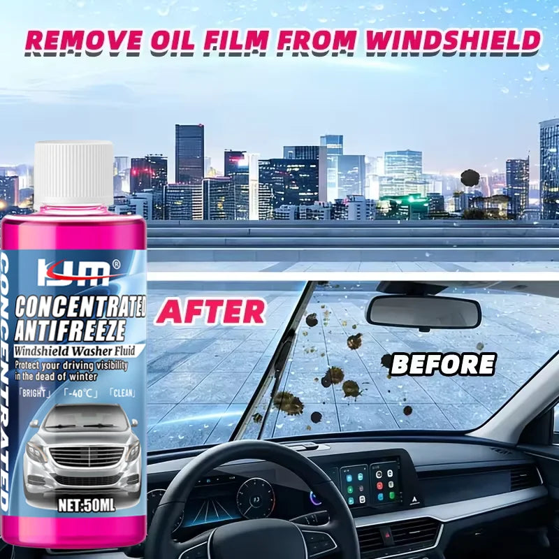 KJM 50ml Concentrated Windshield Washer Fluid -40℃ Anti-Freeze with Oil Film Remover And Glass Cleaning Properties