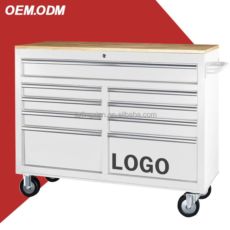 In 9 Drawers Storage Cabinet Metal Work Bench Tool Cabinet Workshop Tool Cabinets Chest With Solid Wood Top