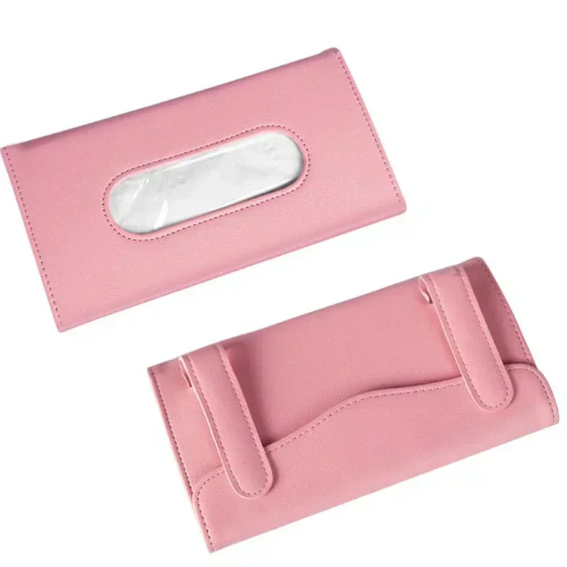 Sun Visor Hanging Tissue Box Holder Leather Auto Car Truck Vehicle Interior Storage Decoration Practical Car Accessories