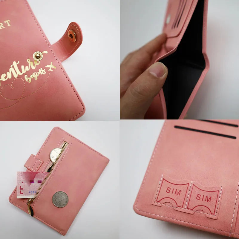 Personalized Passport Holder Wallet, Portable Travel Passport Cover Case, Men Women Travel Document Accessories