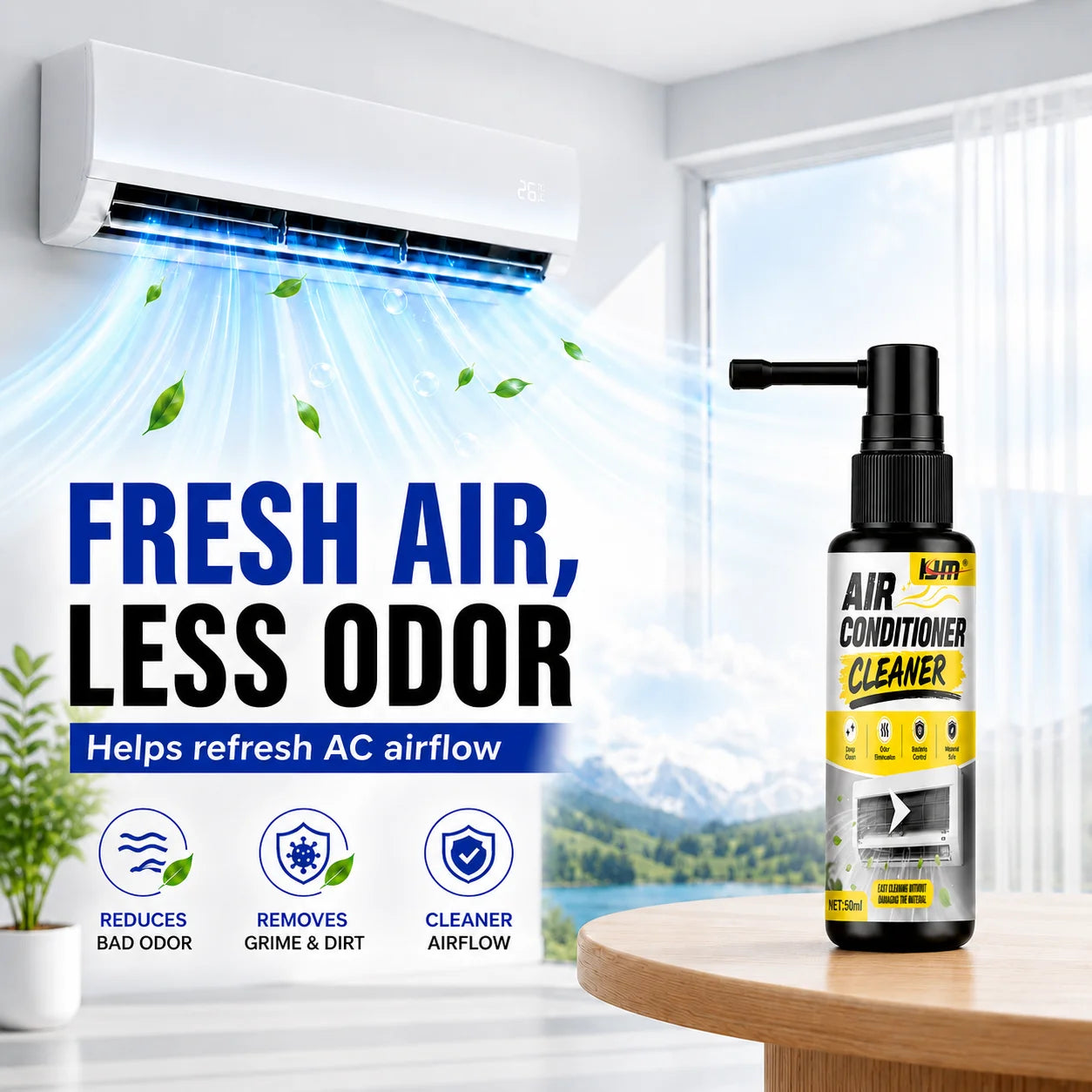 Portable Dual Spray 50ml Mode Car Air Conditioner Cleaner Auto Air Vent Deep Cleaning Foam Mildew Odor Remover