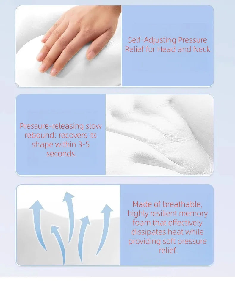 Memory Foam U Shaped Neck Pillow Ergonomic Cervical Support Soft Breathable Washable for Airplane Car Office Nap Travel Headrest