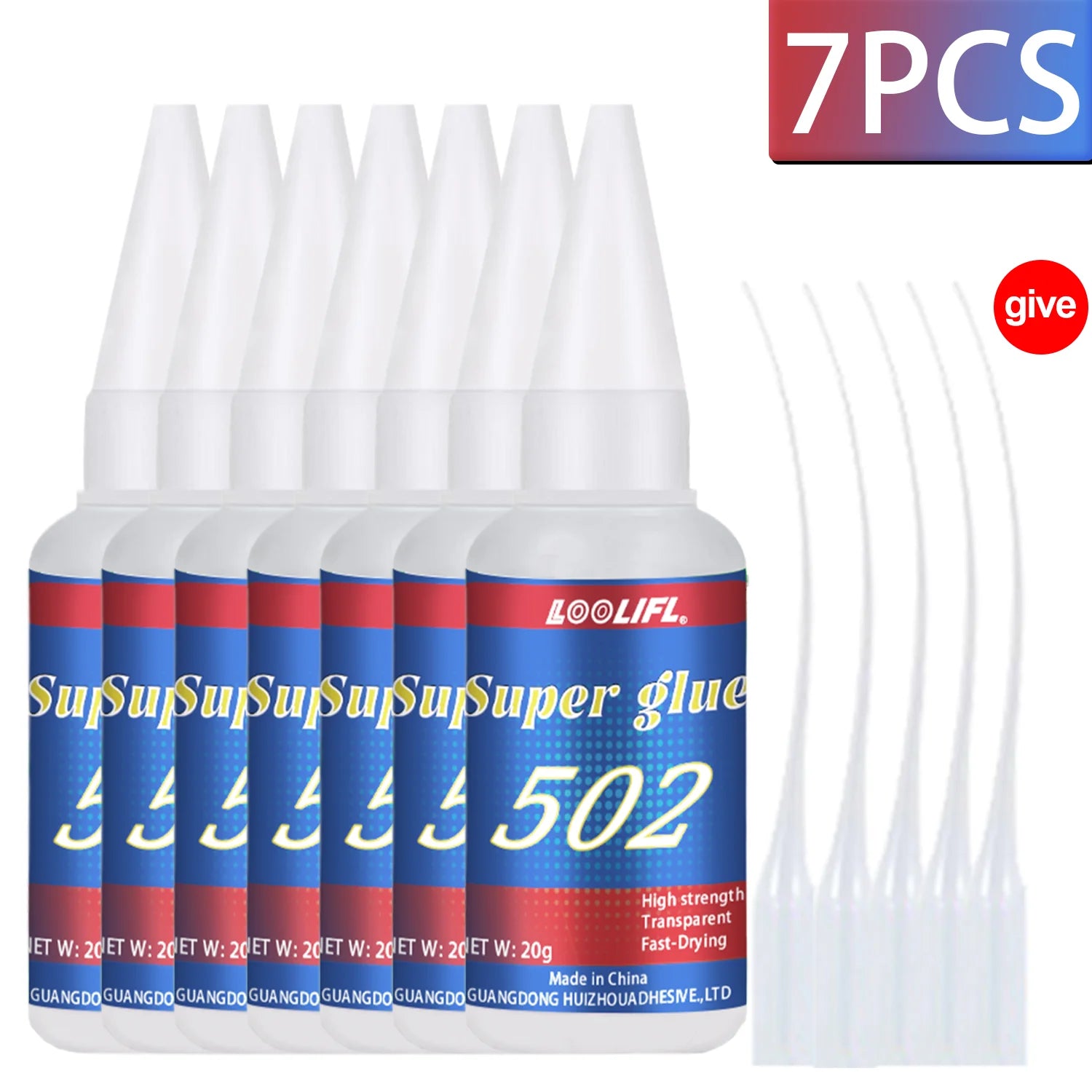 LOOLIFL 1-7pcs 502 Super Glue Instant Quick-drying Cyanoacrylate Adhesive Leather Rubber Wood Metal Strong Bond Liquid Glue Tool