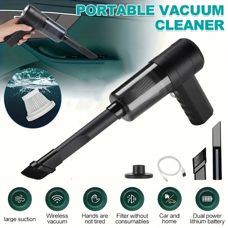 Rechargeable Handheld Vacuum Cleaner Cordless Mini Car Vacuum with Detachable Filter 4-in-1 Suction Blow for Car Home Cleaning