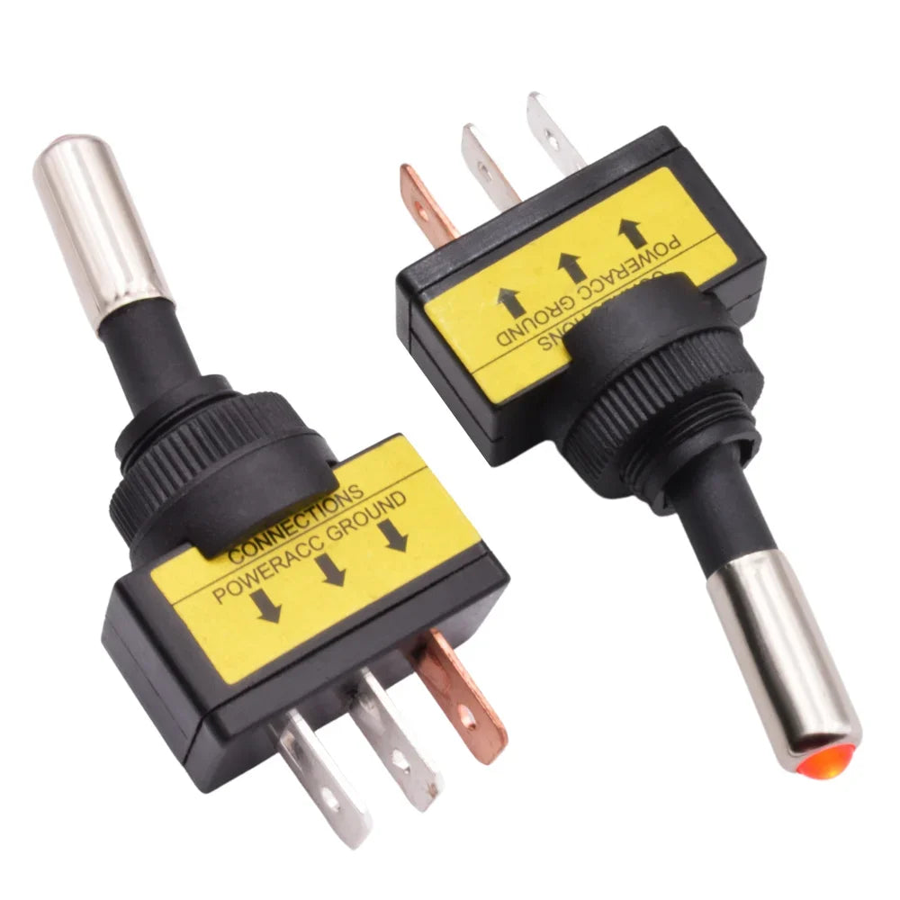 5/10pcs 12mm Auto Car LED Illuminated Toggle Switch ASW-15D SPST 2 Position 3pin ON OFF 12V 24V DC Red Green Blue Yellow White