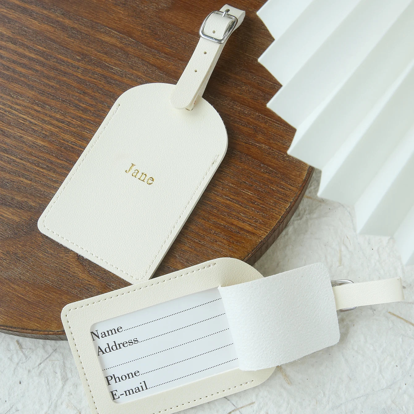 1PC Custom Name Luggage Tag Customized Name Vegan Leather Luggage Tags with Privacy Name Card Personalized Travel Bag Tag